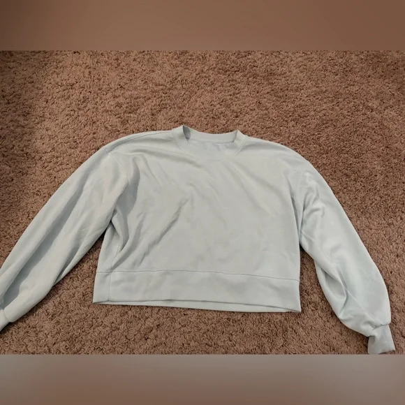 lululemon soft stream perfectly oversized cropped crew neck powder blue - Picture 3 of 7